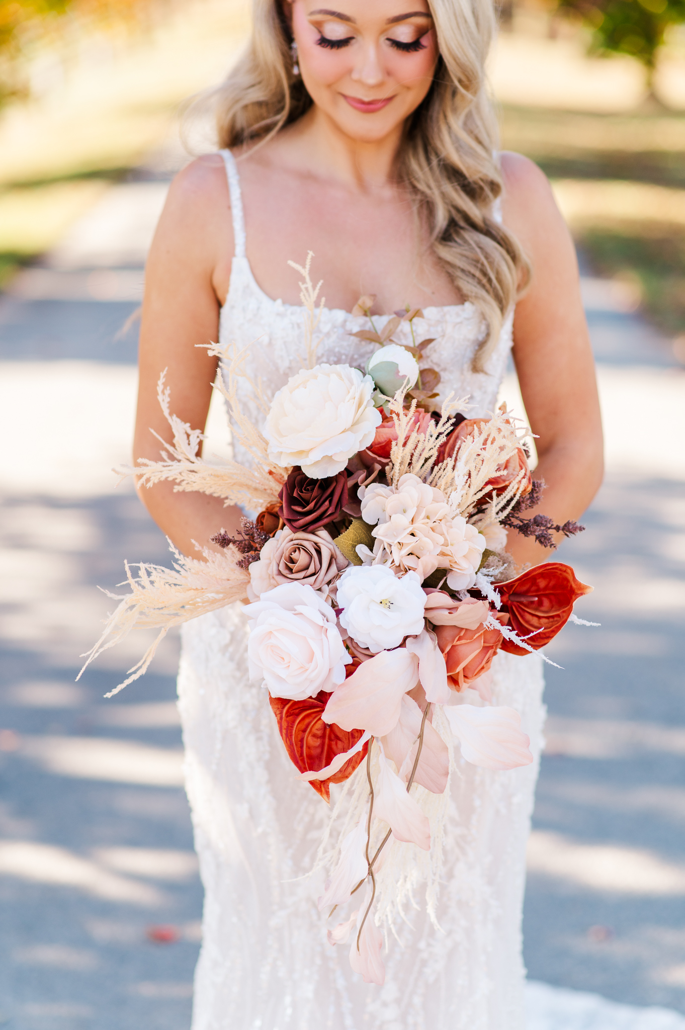 Fall wedding bouquet detail at Bluebird Manor