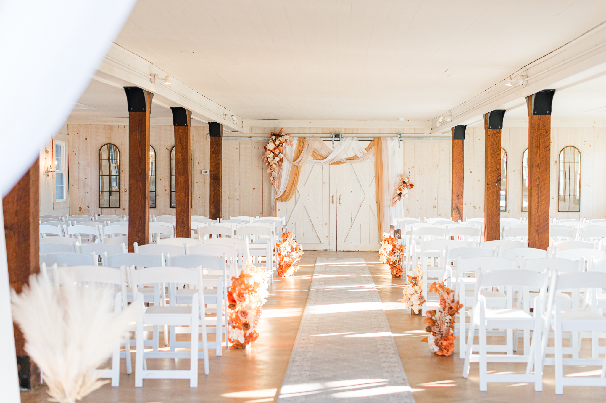 Indoor wedding ceremony at Bluebird Manor chapel