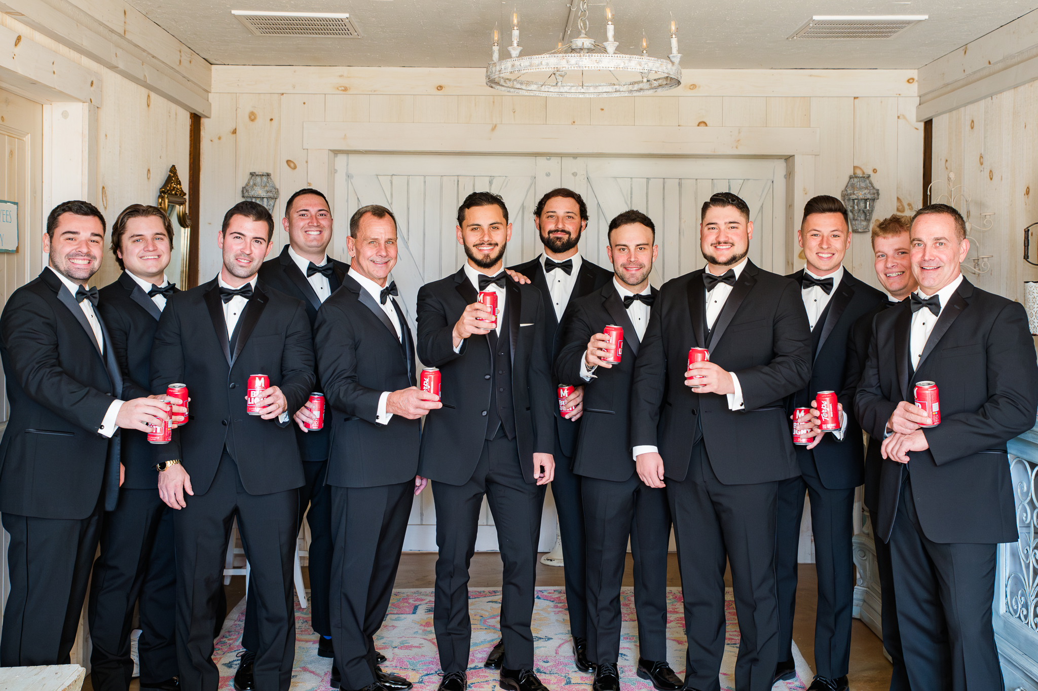 Groomsmen portrait during Bluebird Manor wedding getting ready