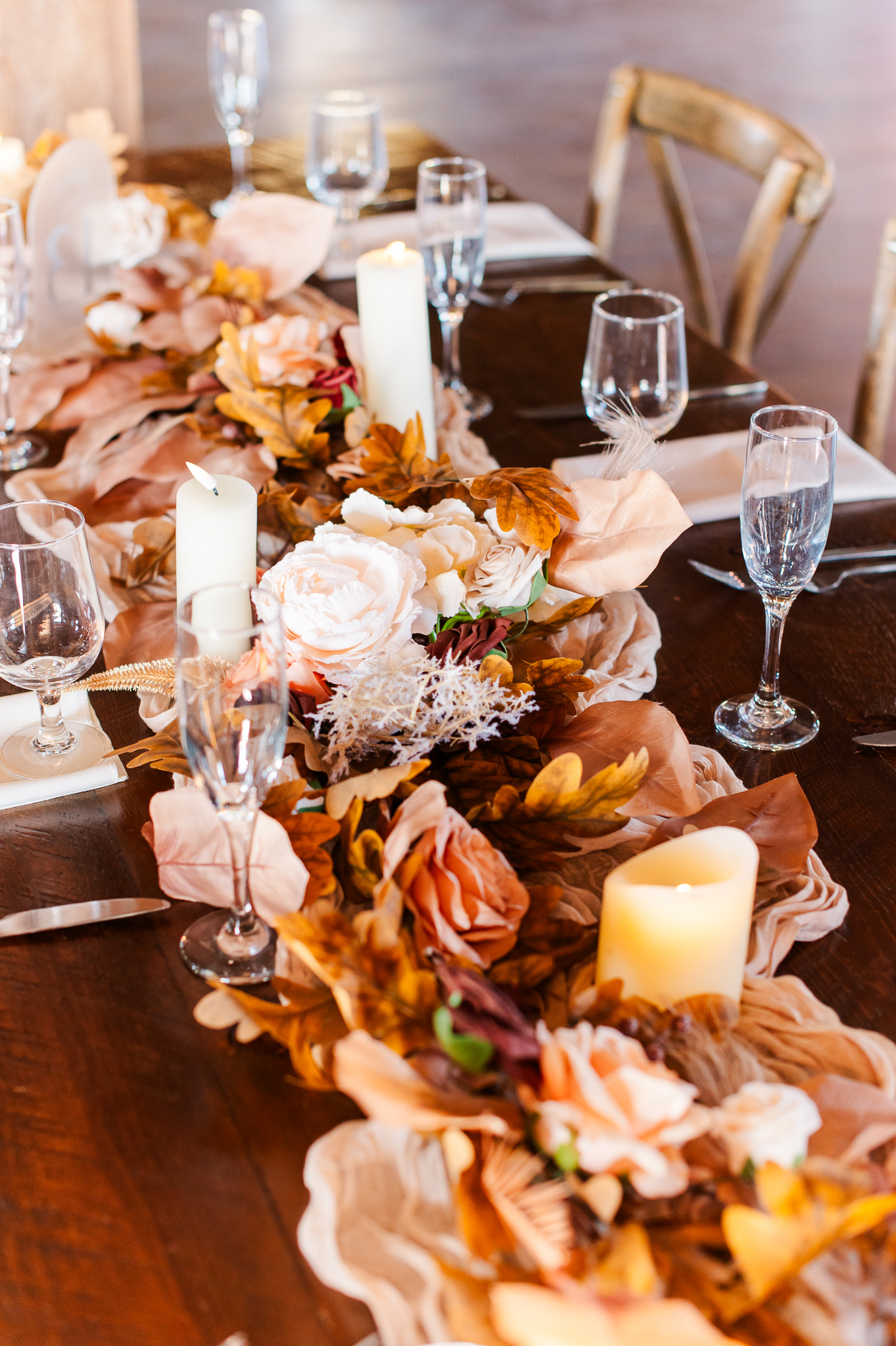 Wedding reception fall details at Bluebird Manor in Frederick Maryland