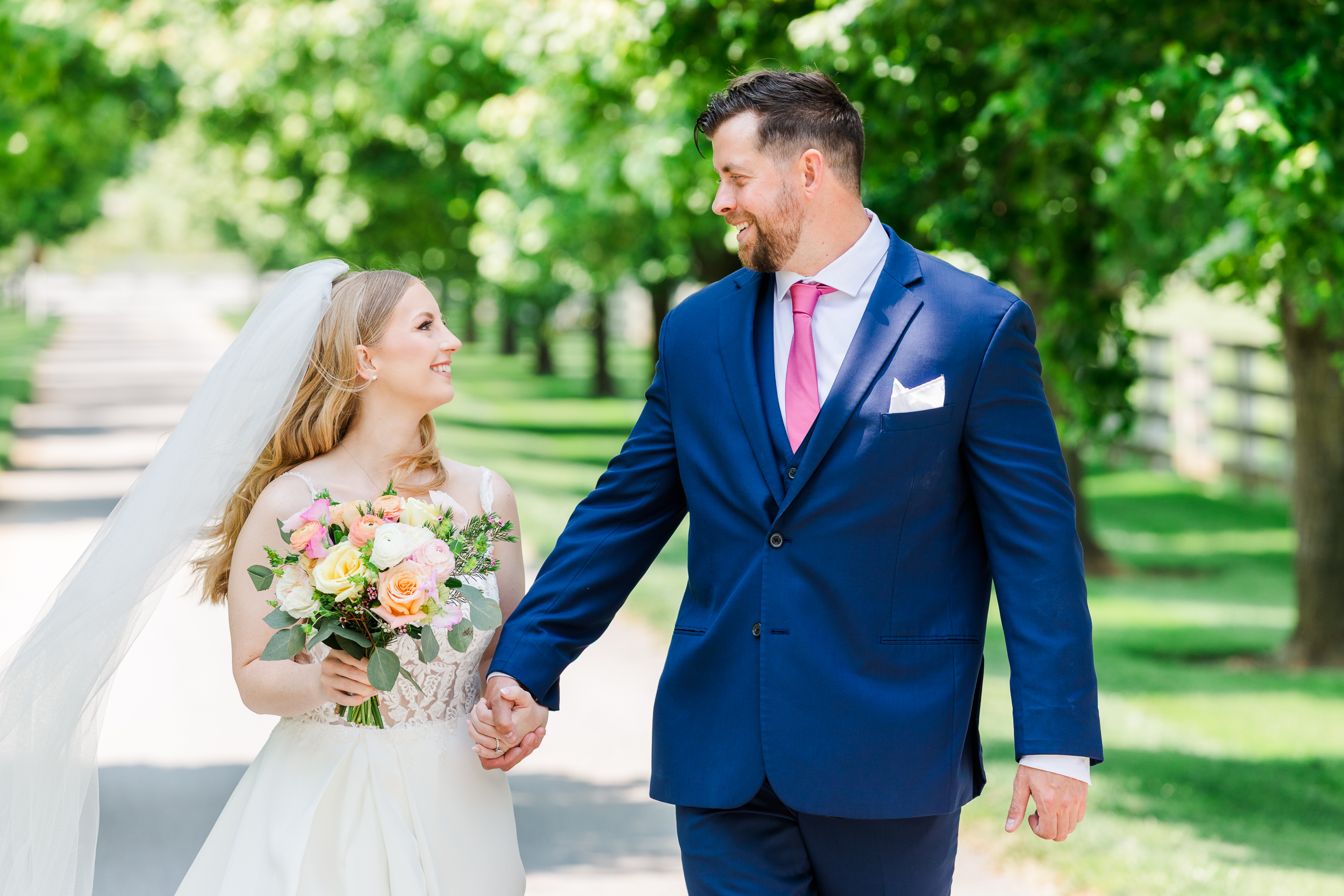 Romantic wedding portraits on the grounds of Bluebird Manor in Maryland