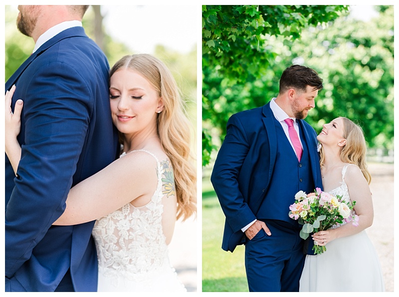 Romantic wedding portraits on the grounds of Bluebird Manor in Maryland