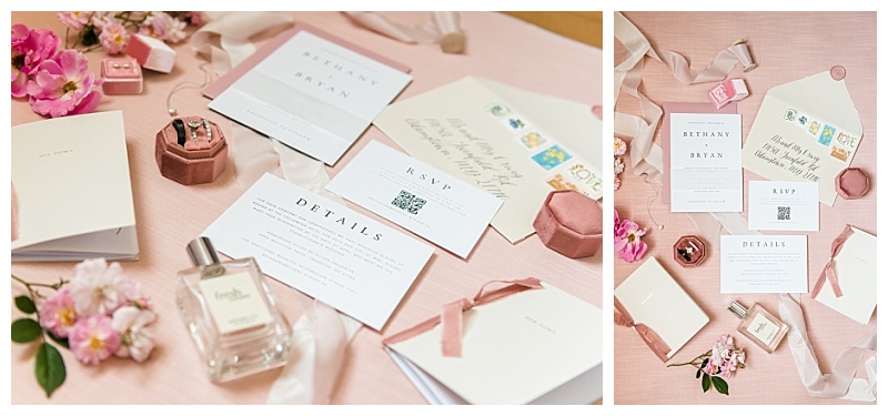 blush and mauve invitation suite