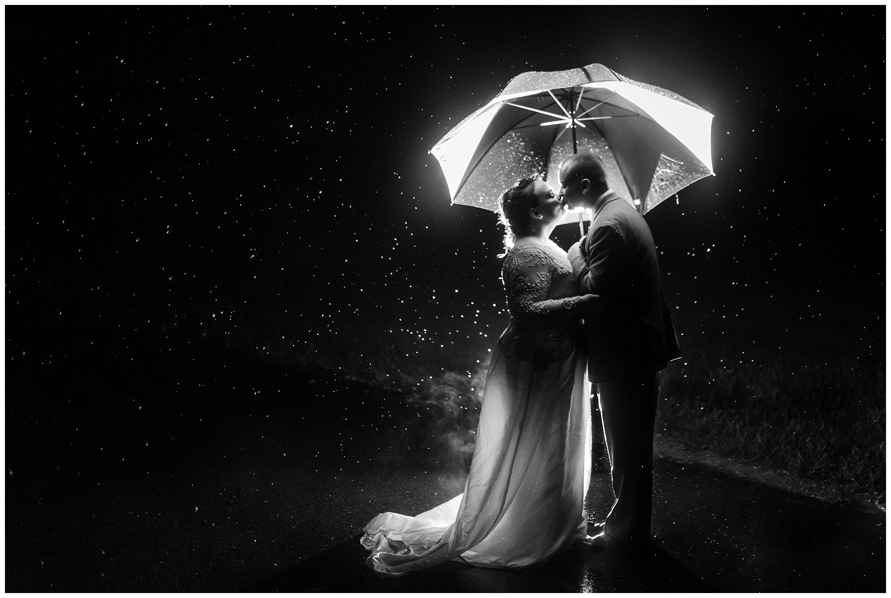 Gorgeous wedding night rain shot at Linganore Winecellars