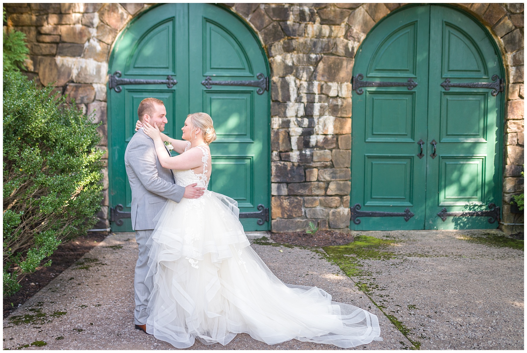 Strong Mansion Wedding Pictures Bride and Groom First Look Green Doors Mary Sarah Photography