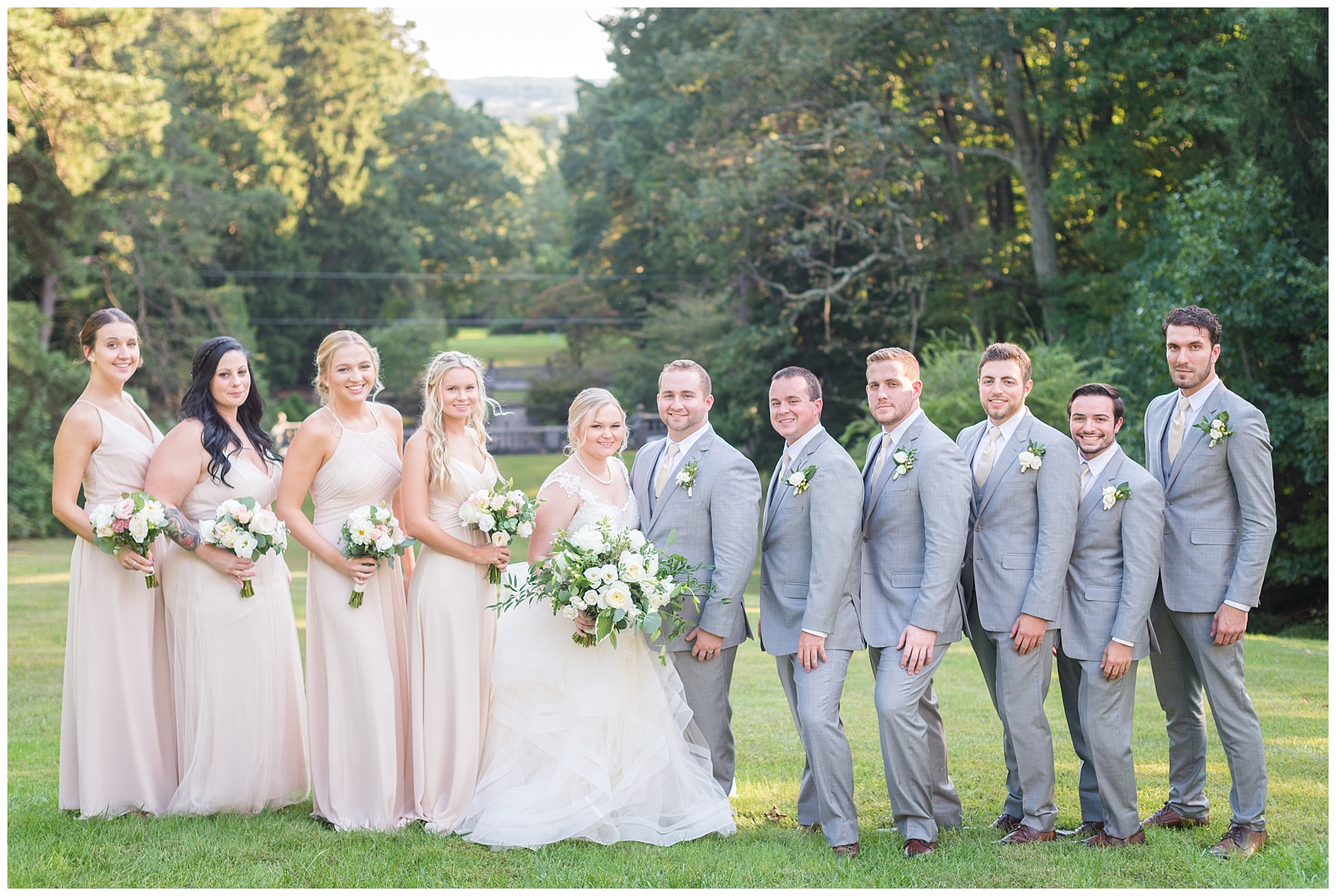 Strong Mansion Wedding Pictures Blush Bridesmaid dresses portraits Maryland Luxury Wedding Photographer Mary Sarah Photography