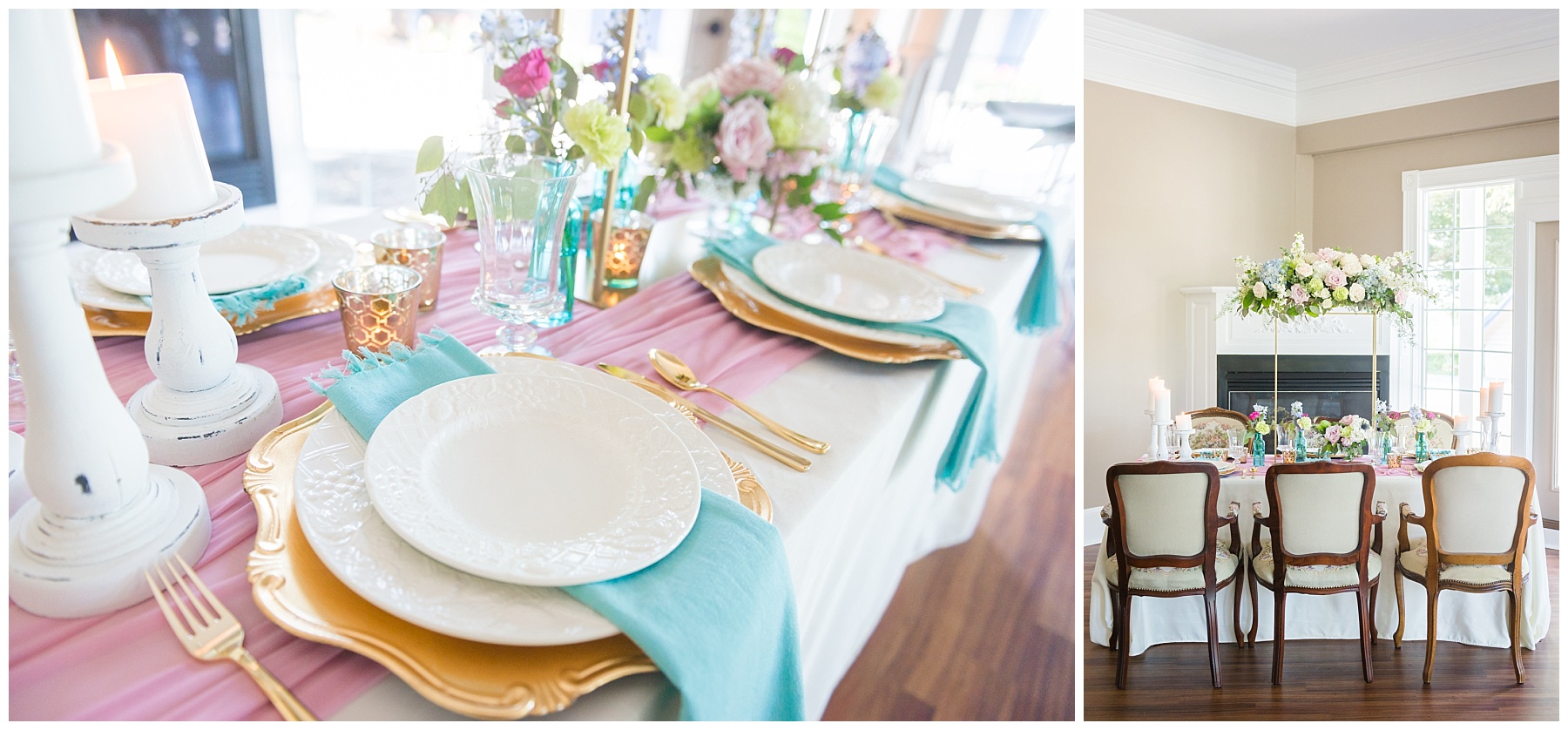 Gorgeous pink and blue wedding decor 