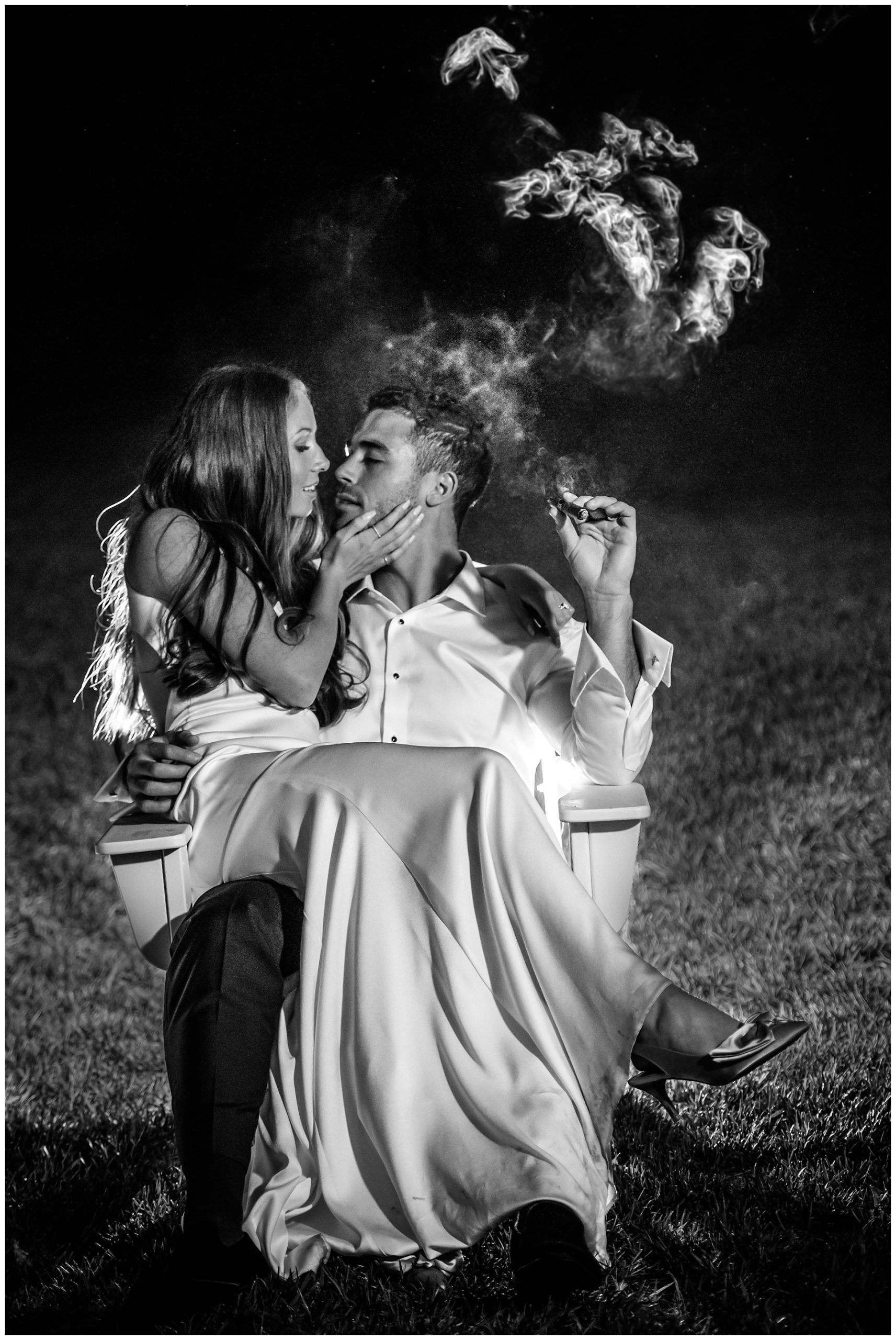 Northern Virginia Wedding photographer night photo cigar smoke